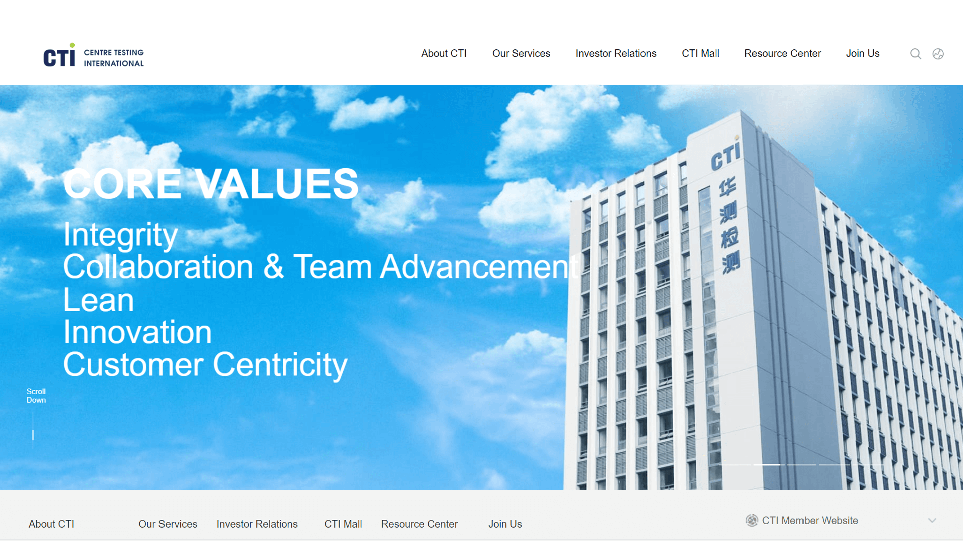 Centre Testing International Group Co., Ltd. (CTI) Website