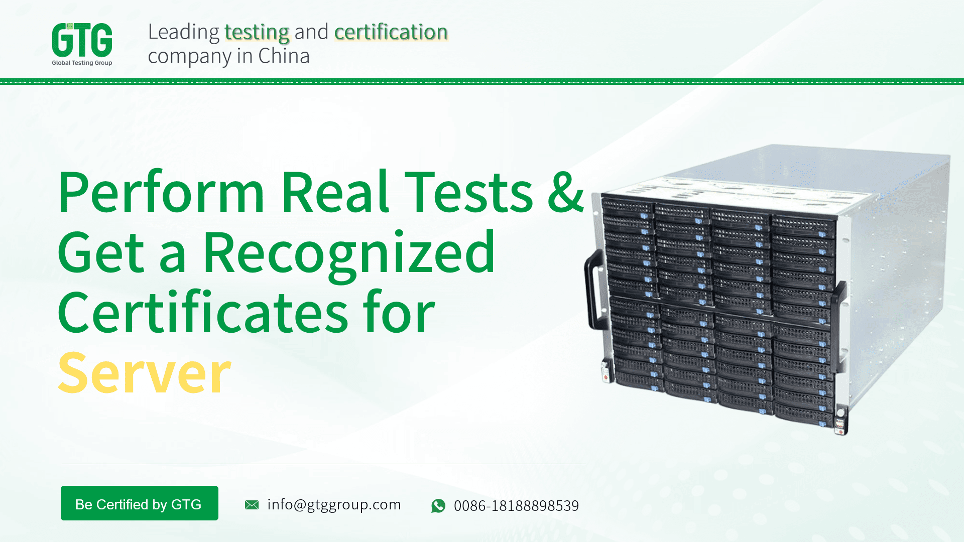 Get Test Report and Certifications for Server from GTG Group