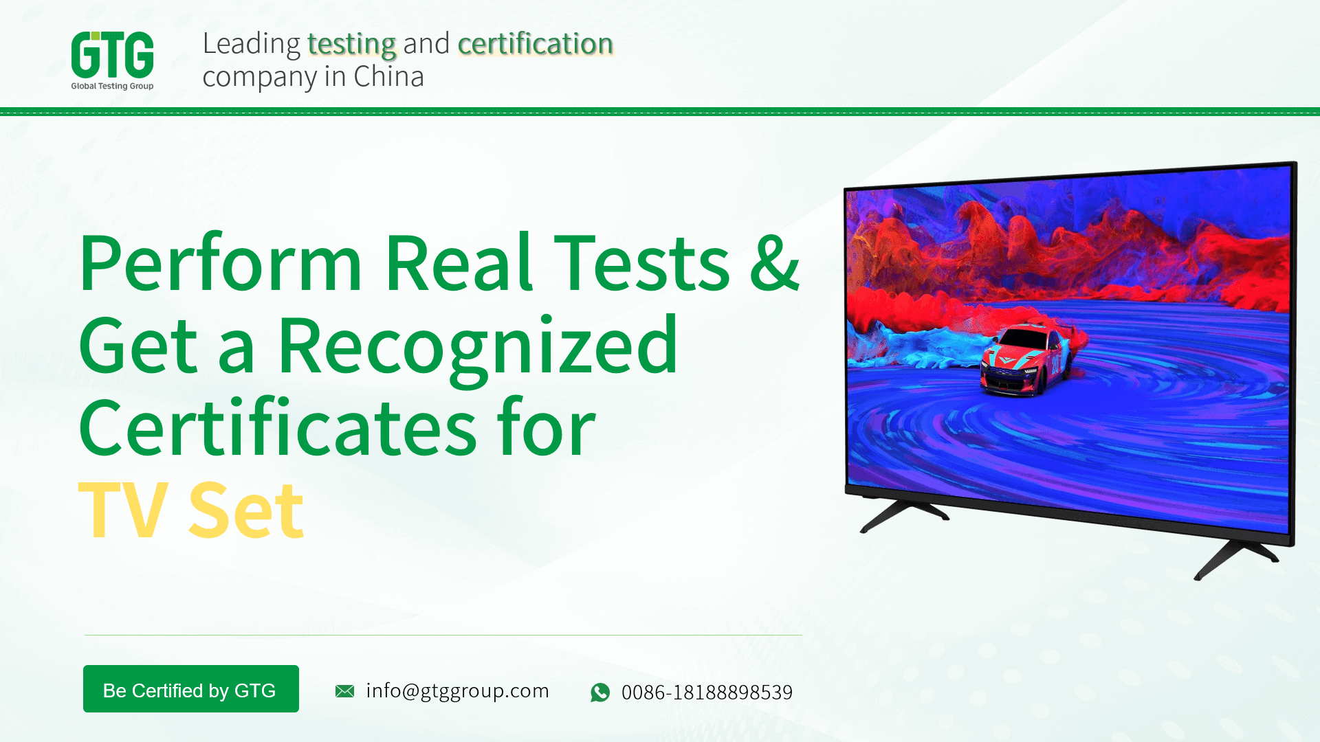 Get Test Report and Certifications for TV Set from GTG Group