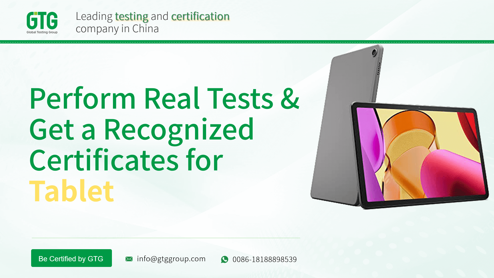 Get Test Report and Certifications for Tablet from GTG Group