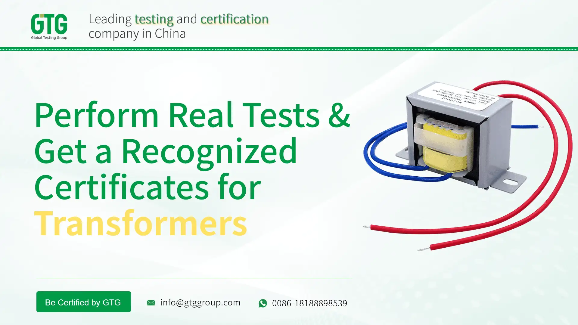 Get Test Report and Certifications for Transformers from GTG Group
